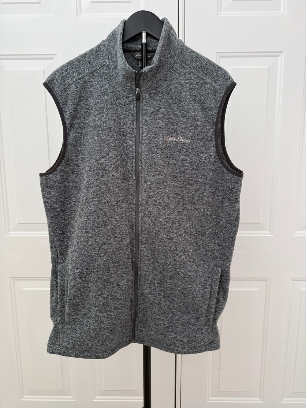 Eddie Bauer Gray Heather Full-Zip Fleece Vest